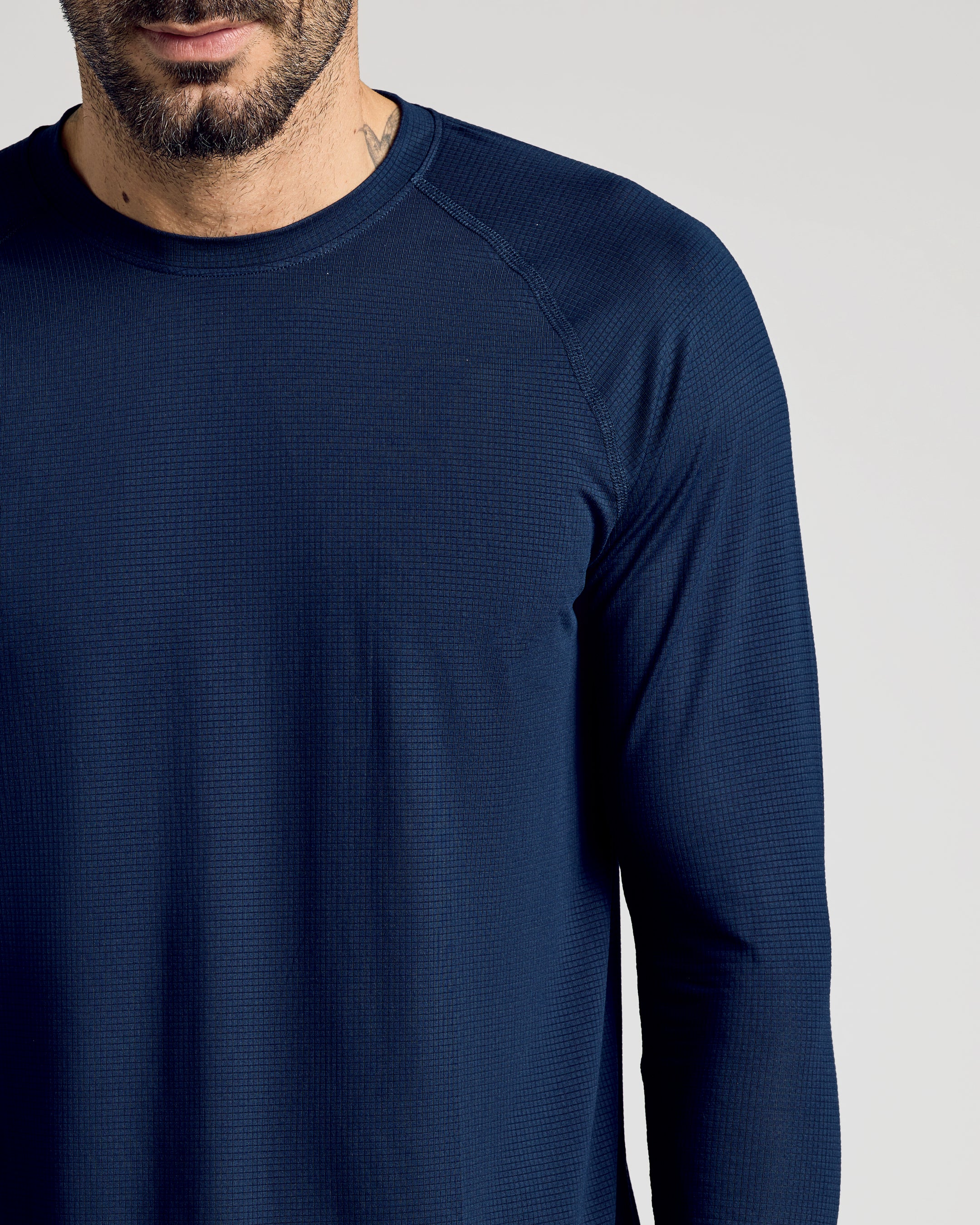 Navy Long Sleeve Active Mesh Crew - Image 4