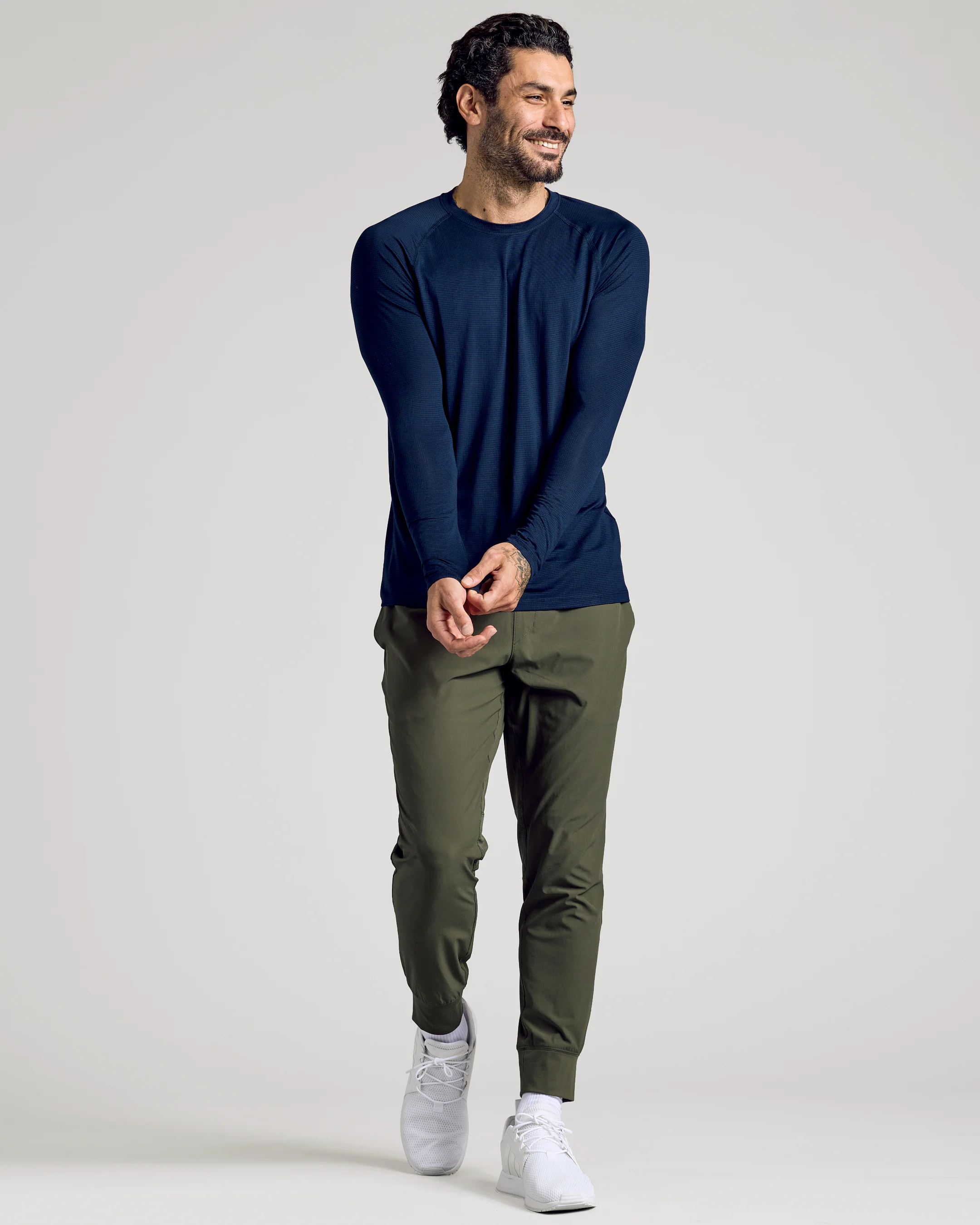 Navy Long Sleeve Active Mesh Crew - Image 5