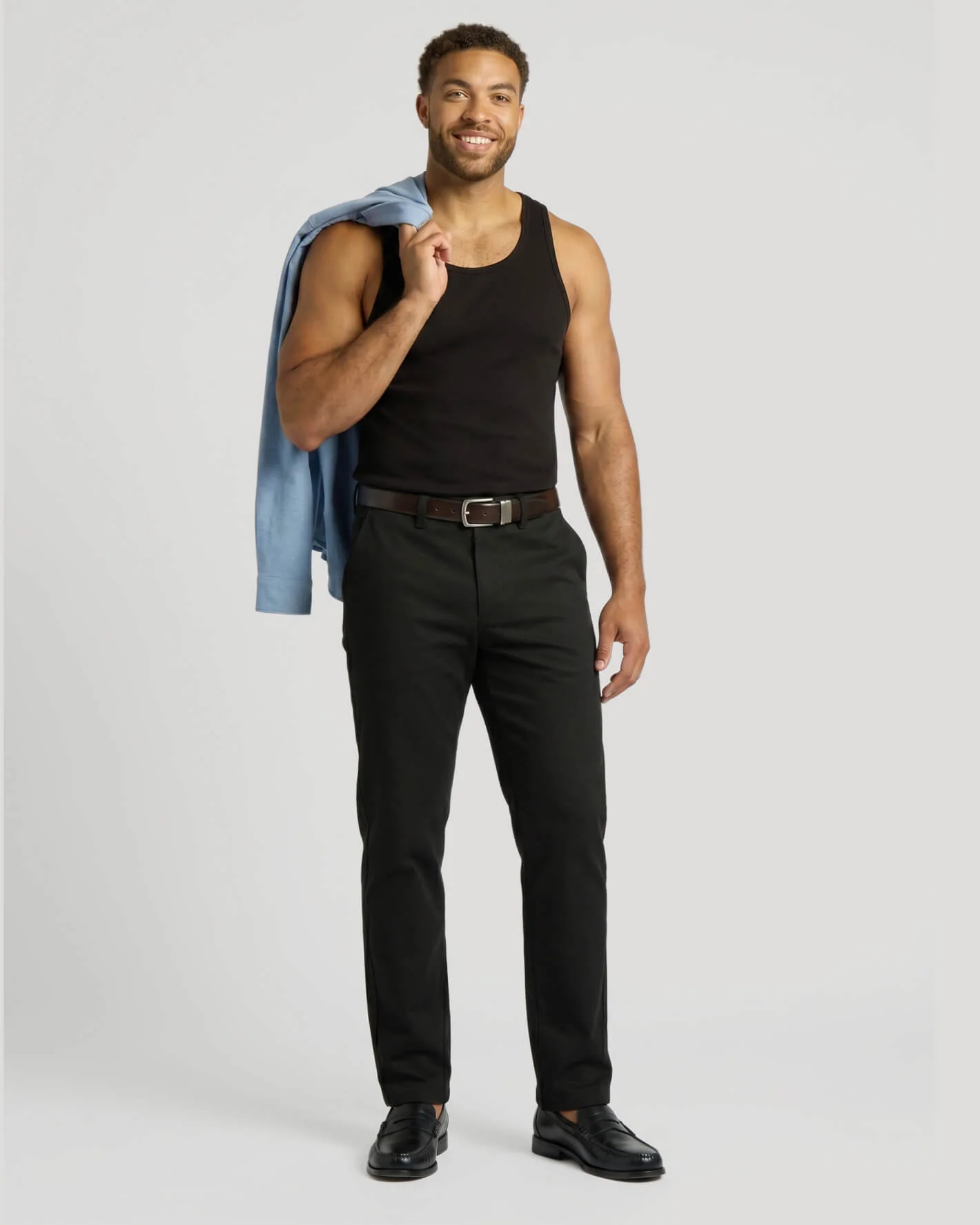 Black Ribbed Curved Hem Tank - Image 7