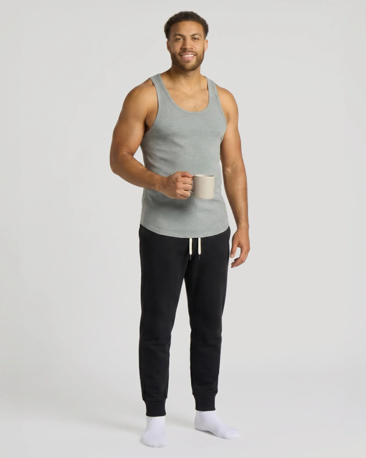 Heather Gray Ribbed Curved Hem Tank - Image 7