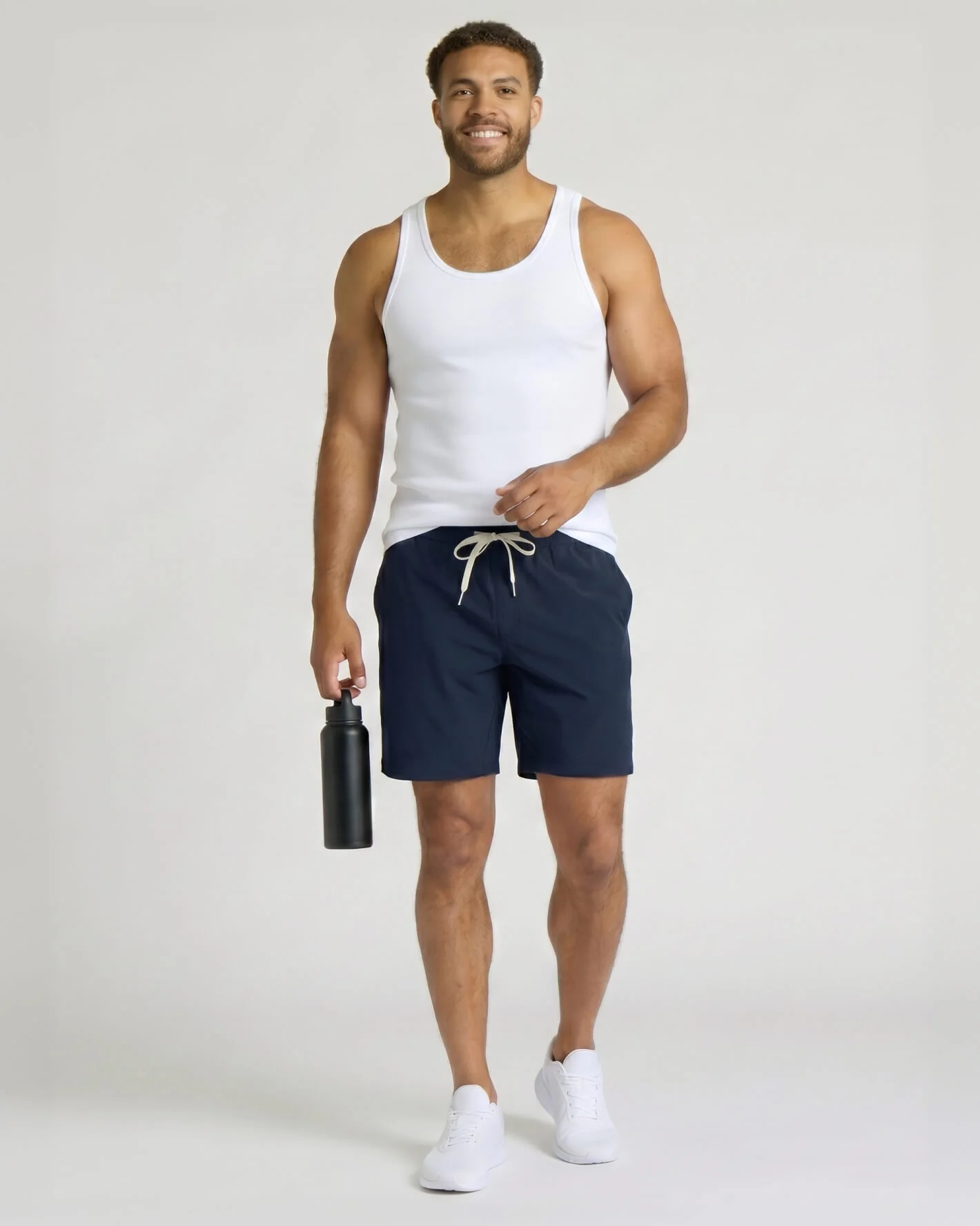 White Ribbed Curved Hem Tank - Image 7
