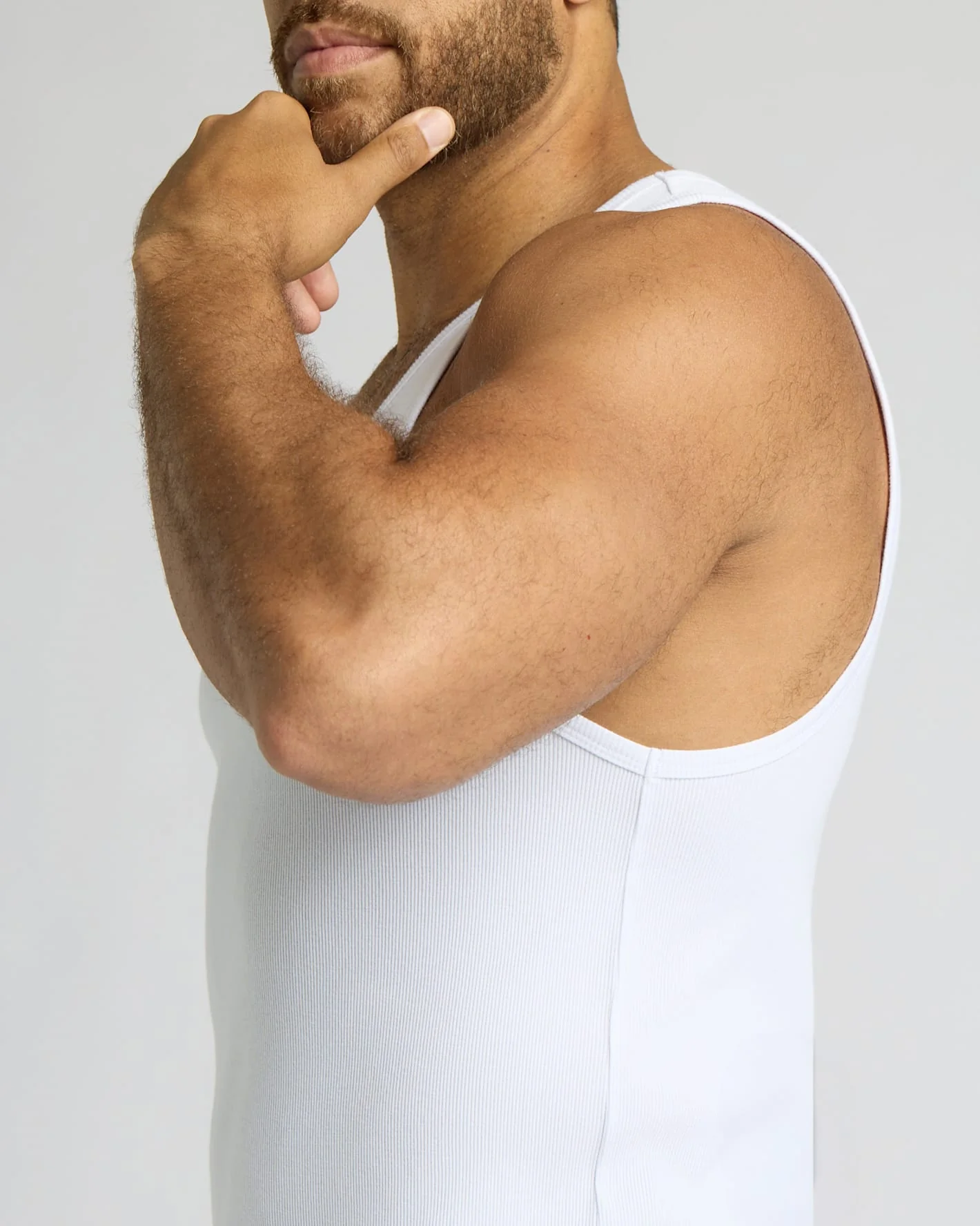 White Ribbed Curved Hem Tank - Image 8