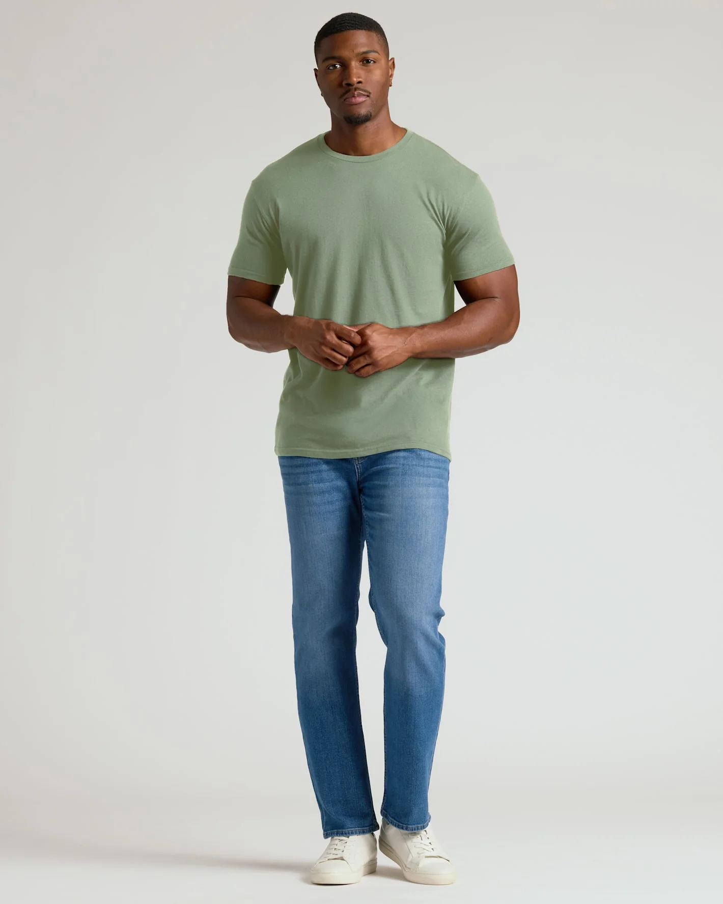 Sage Green Tall Straight Hem Crew Neck T-Shirt - Image 3