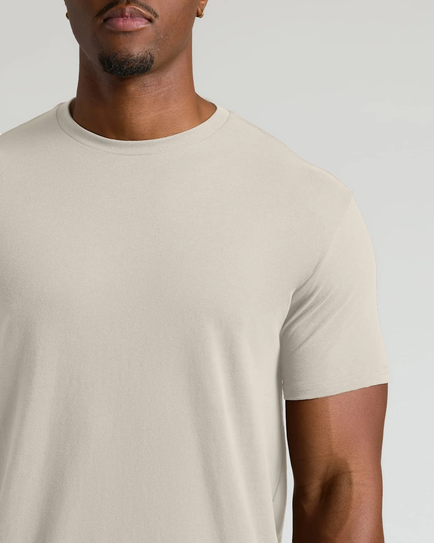 Oatmeal Tall Straight Hem Crew Neck T-Shirt - Image 6