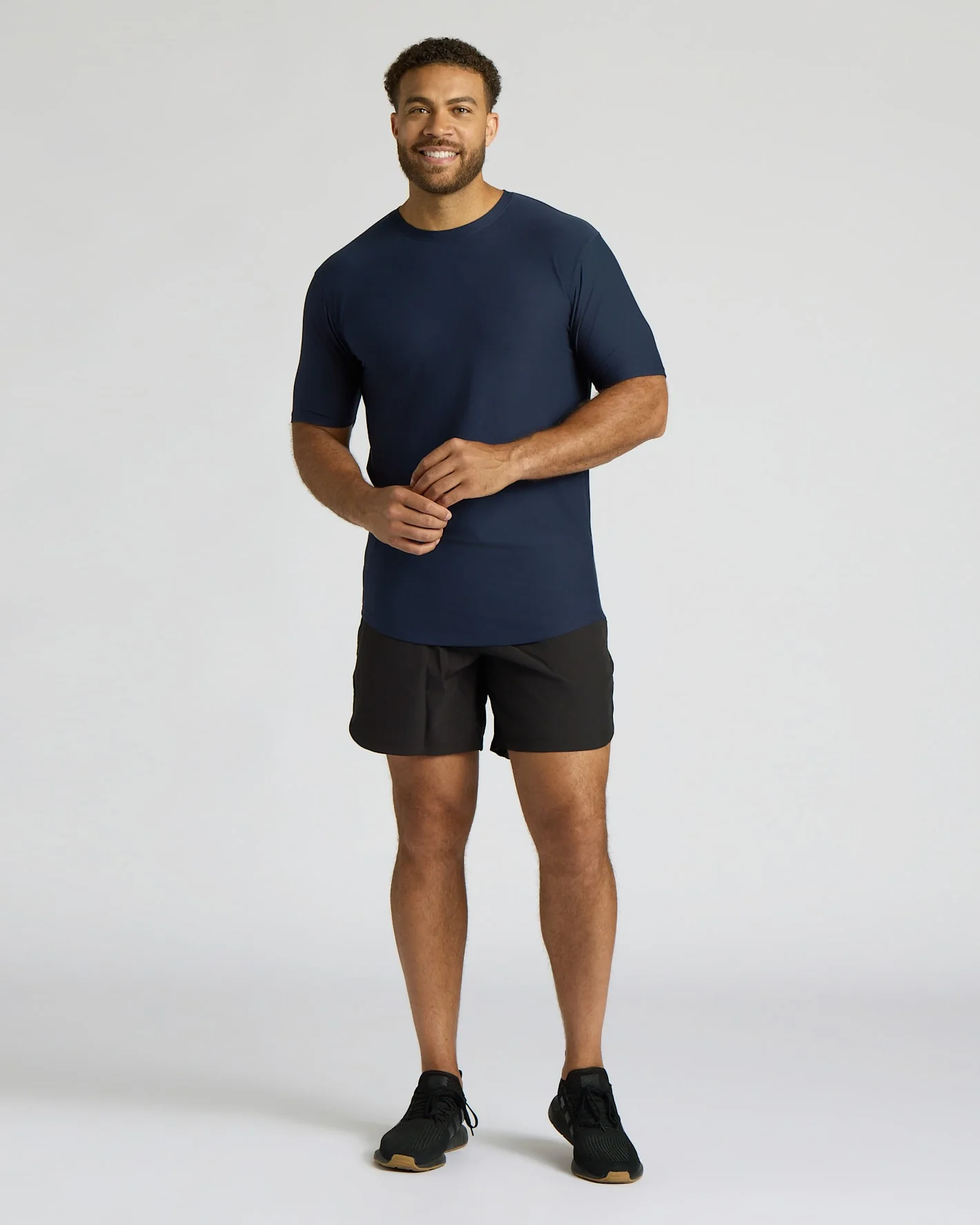 Navy Tall Active Curved Hem Crew - Image 5