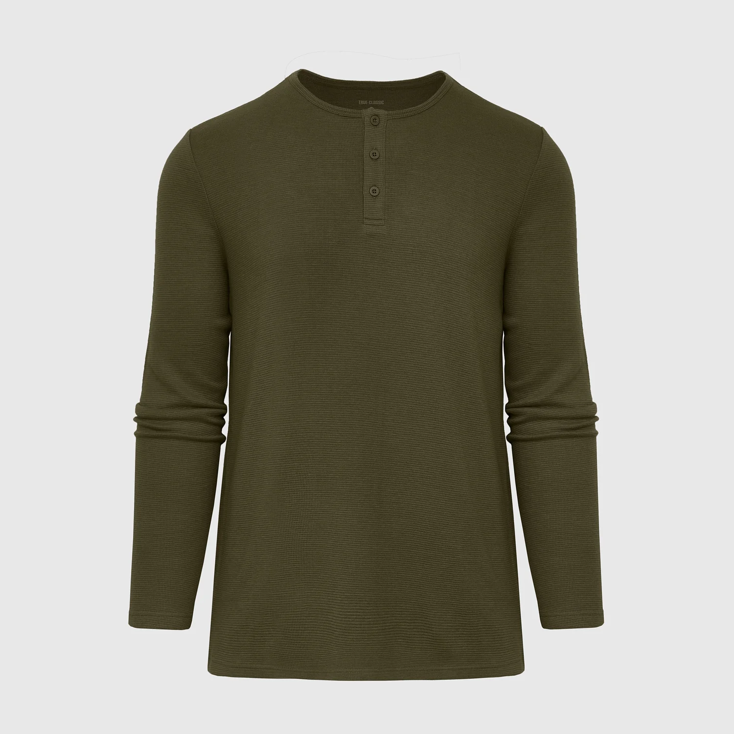 Military Green Waffle Long Sleeve Henley - Image 2