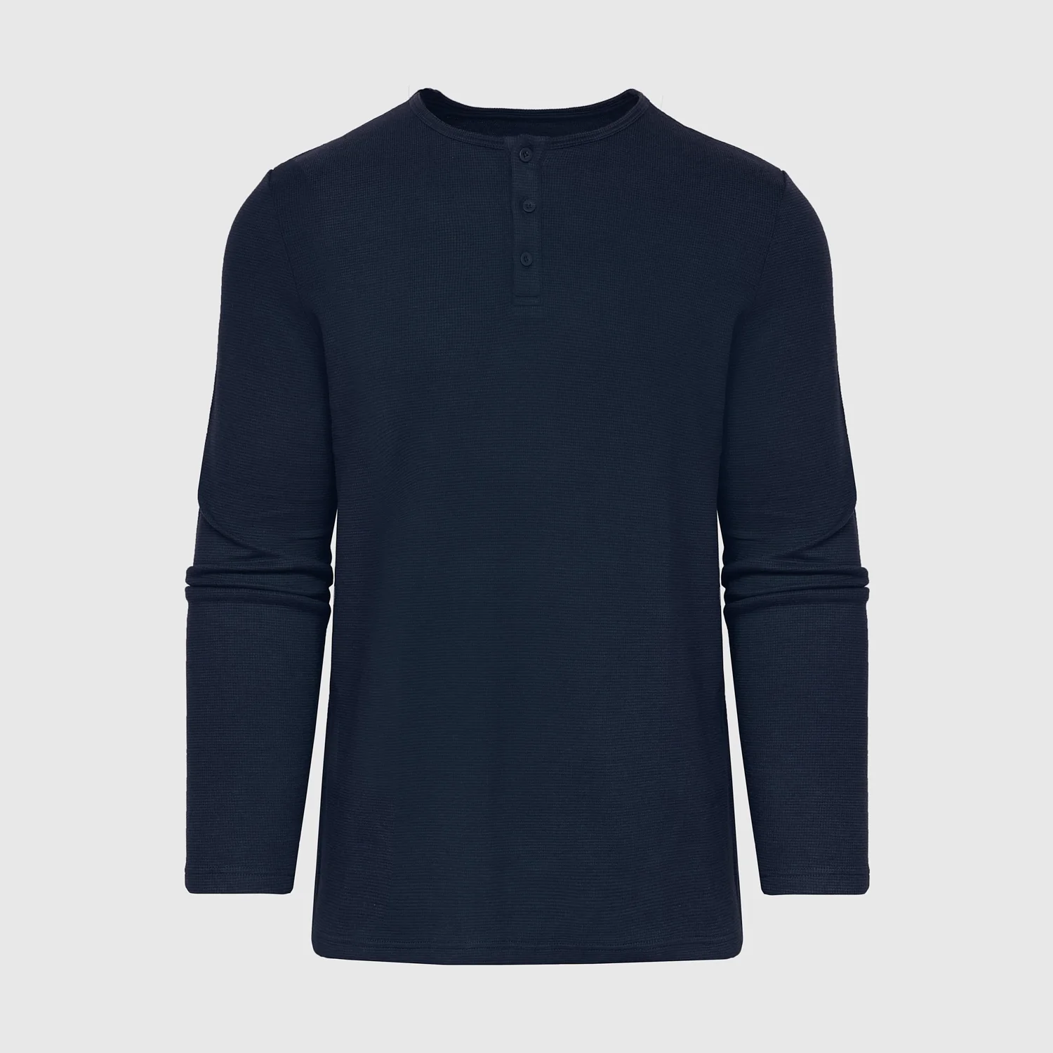 Navy Waffle Long Sleeve Henley - Image 2