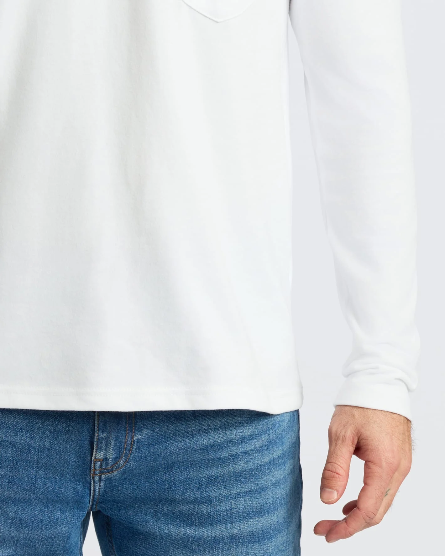 White Heavyweight Long Sleeve Pocket Crew - Image 7