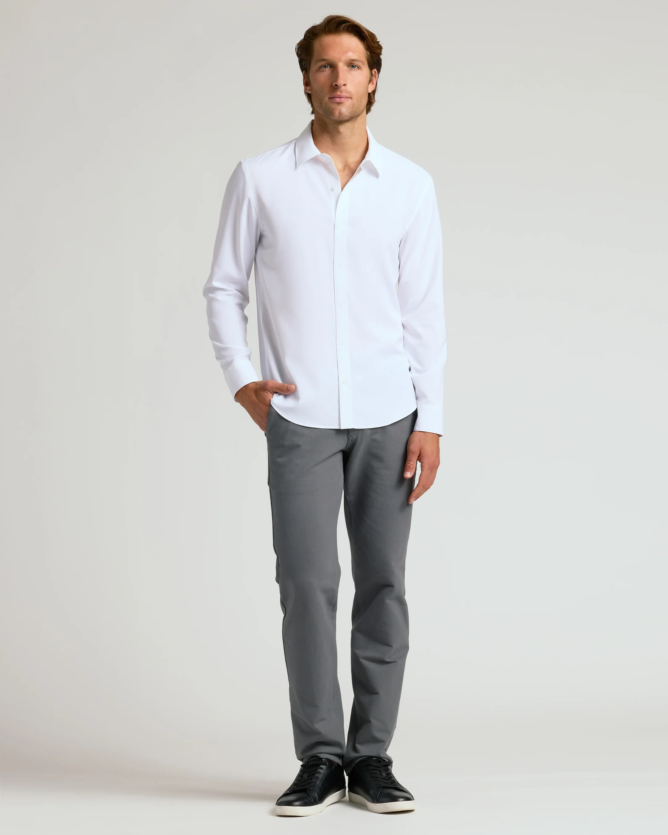 White Performance Long Sleeve Dress Shirt - Image 6