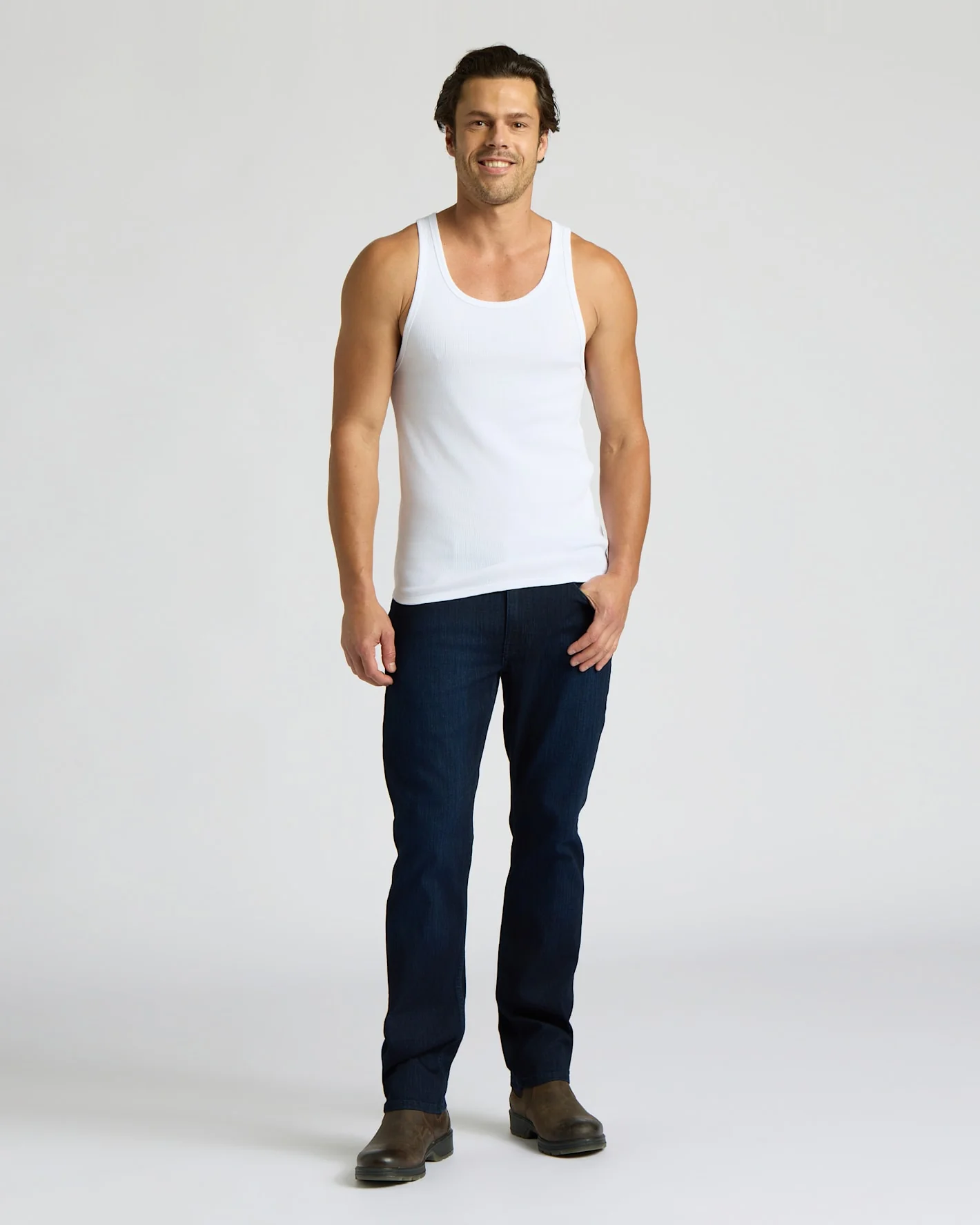 White Ribbed Curved Hem Tank - Image 5