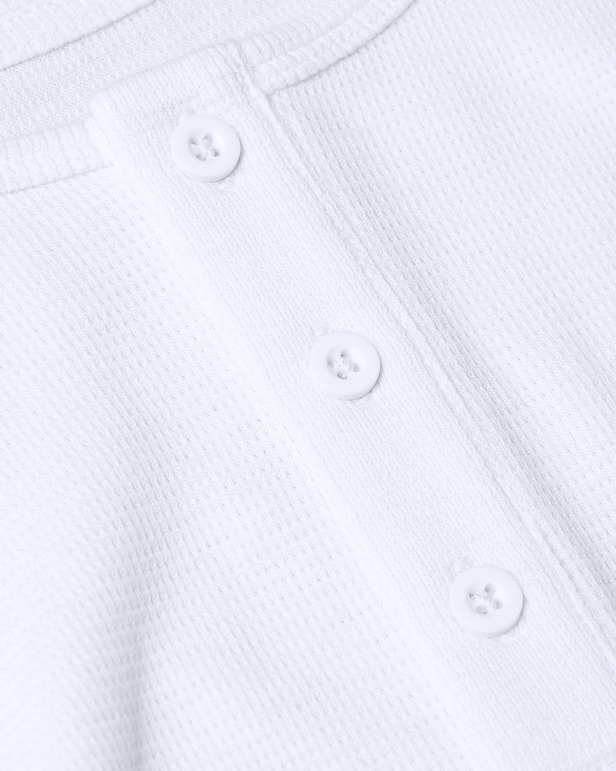 White Waffle Long Sleeve Henley - Image 6