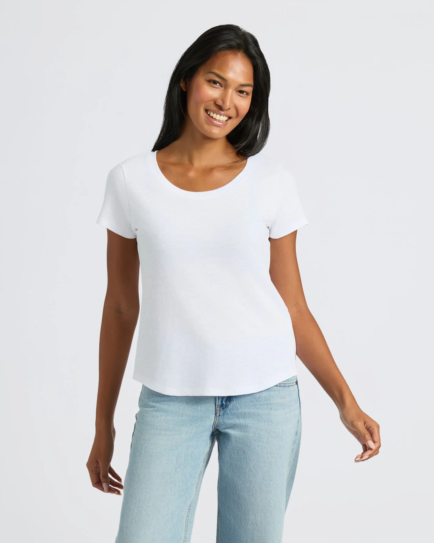 Womens White Slub Scoop Neck Tee 2-Pack - Image 5