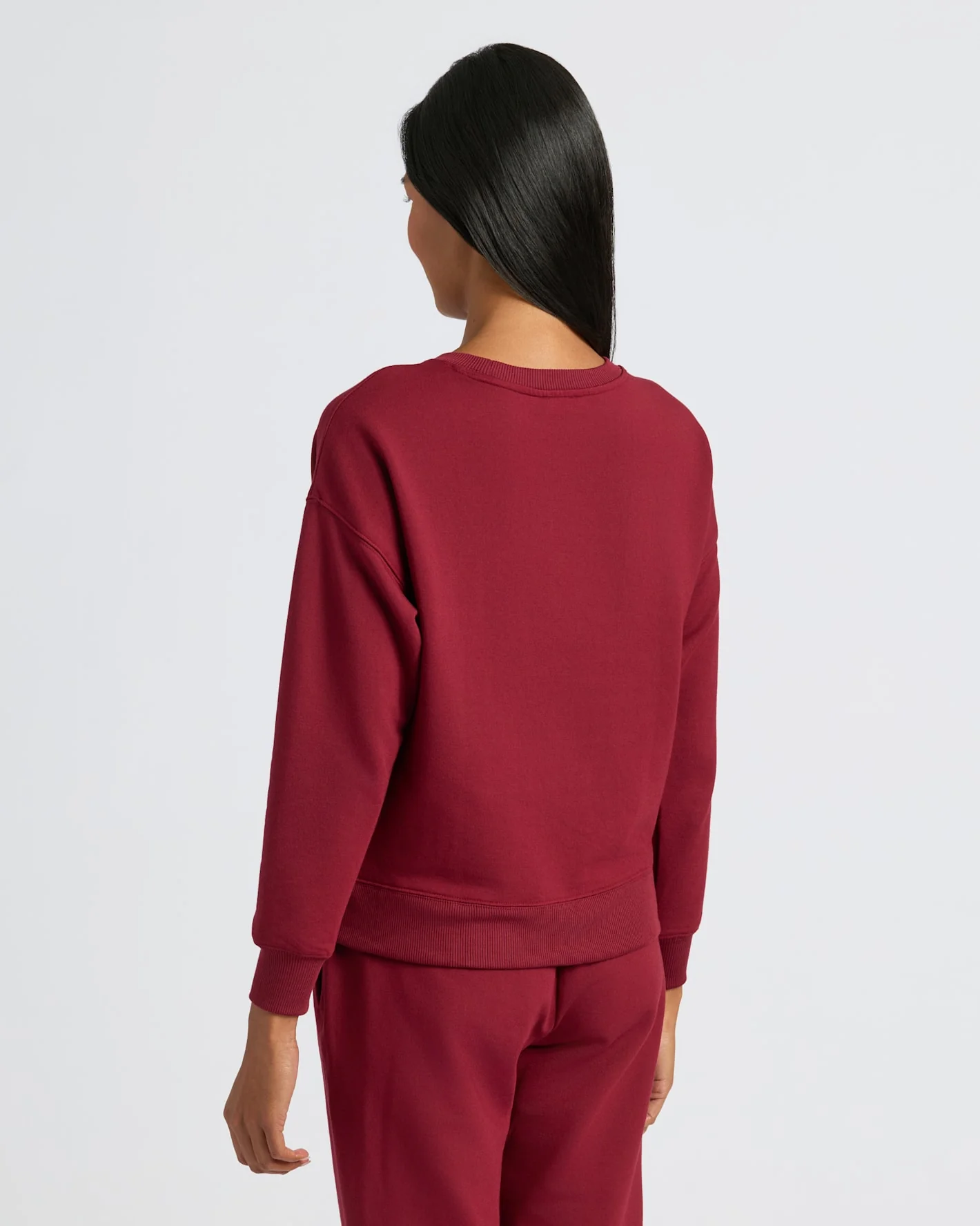 Womens Dark Maroon Slouch Pullover Crew & Relaxed Jogger 2-Pack - Image 4