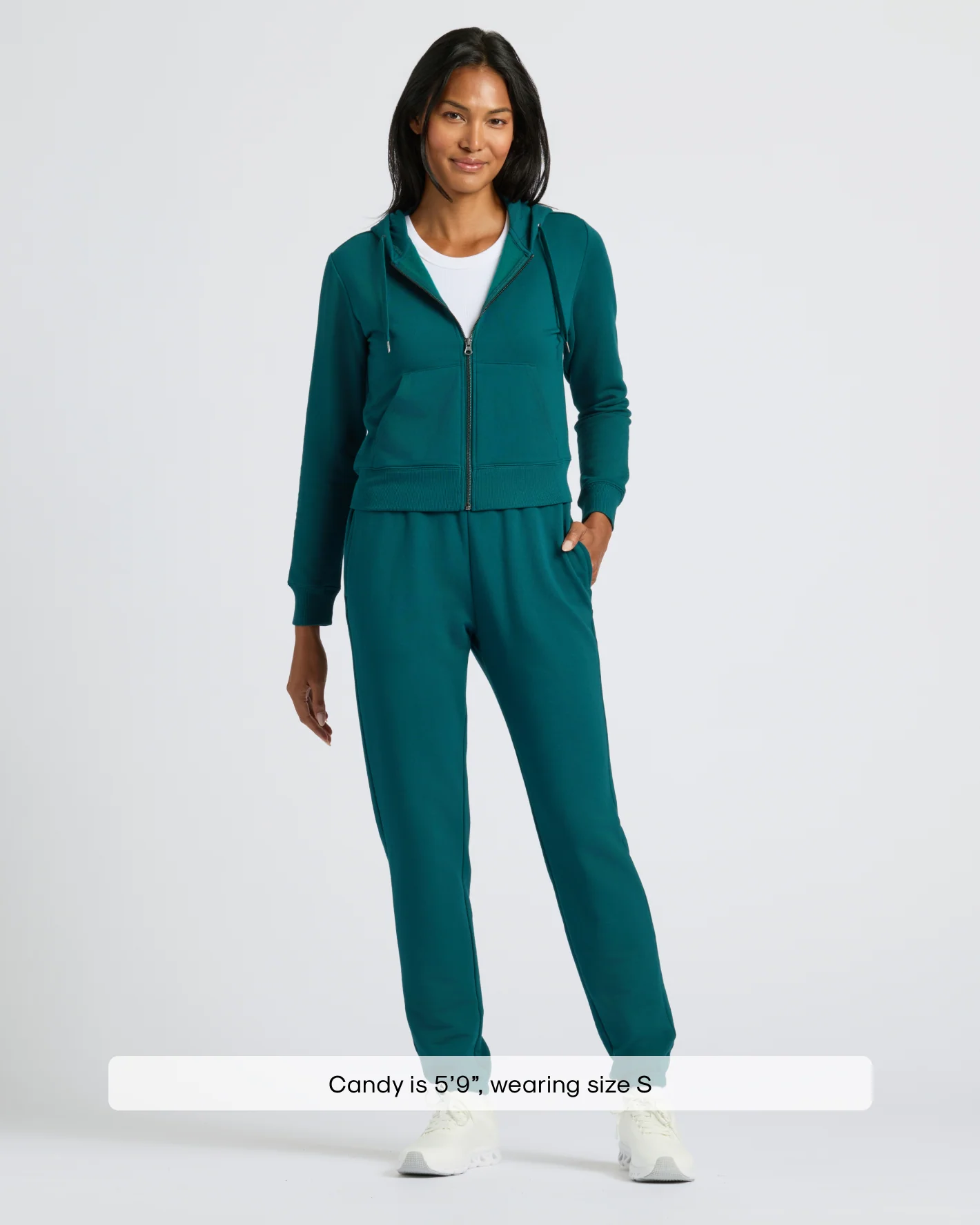 Womens Deep Emerald Crop Zip Hoodie - Image 3