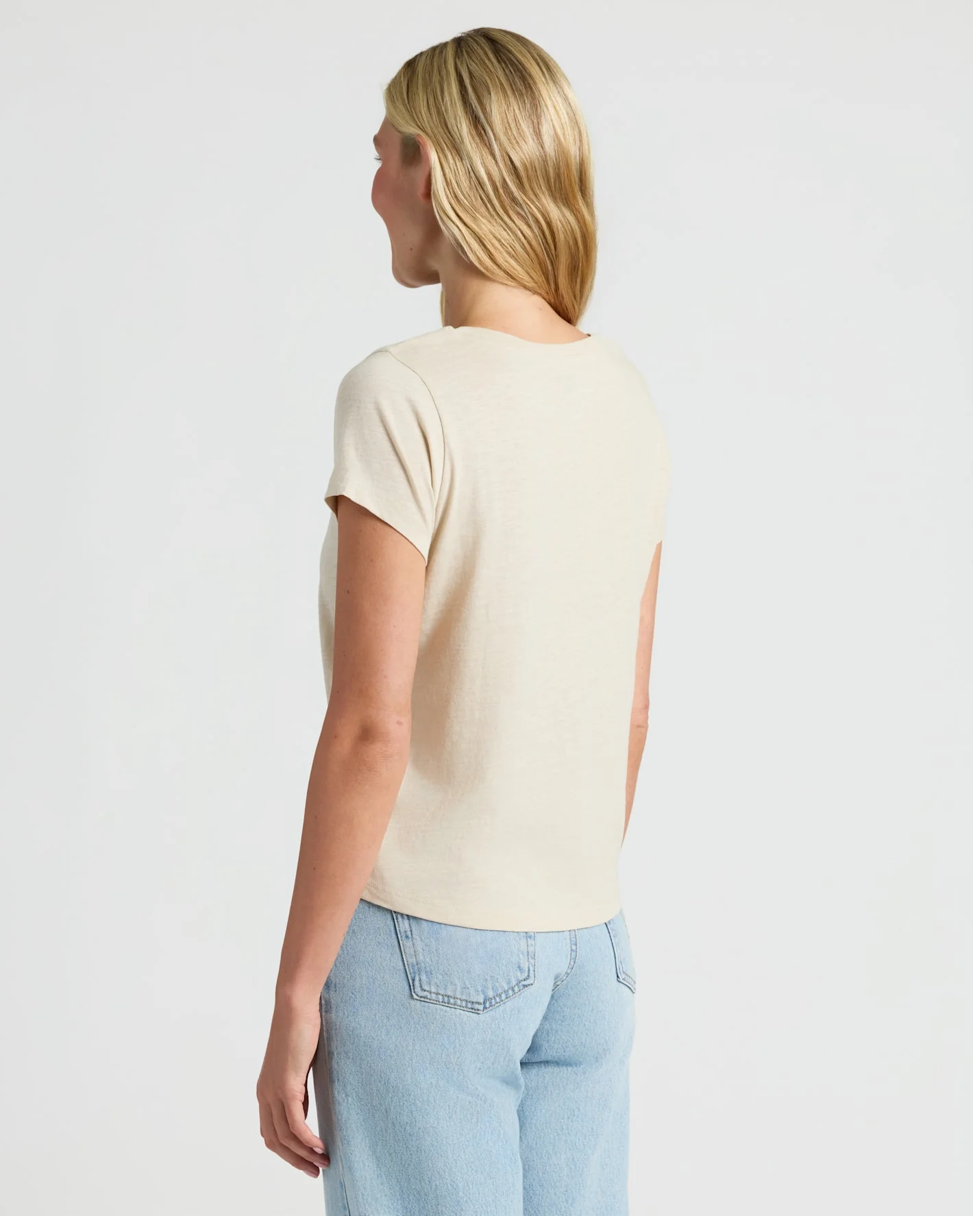 Womens Oatmeal Slub Scoop Neck Tee 4-Pack - Image 4