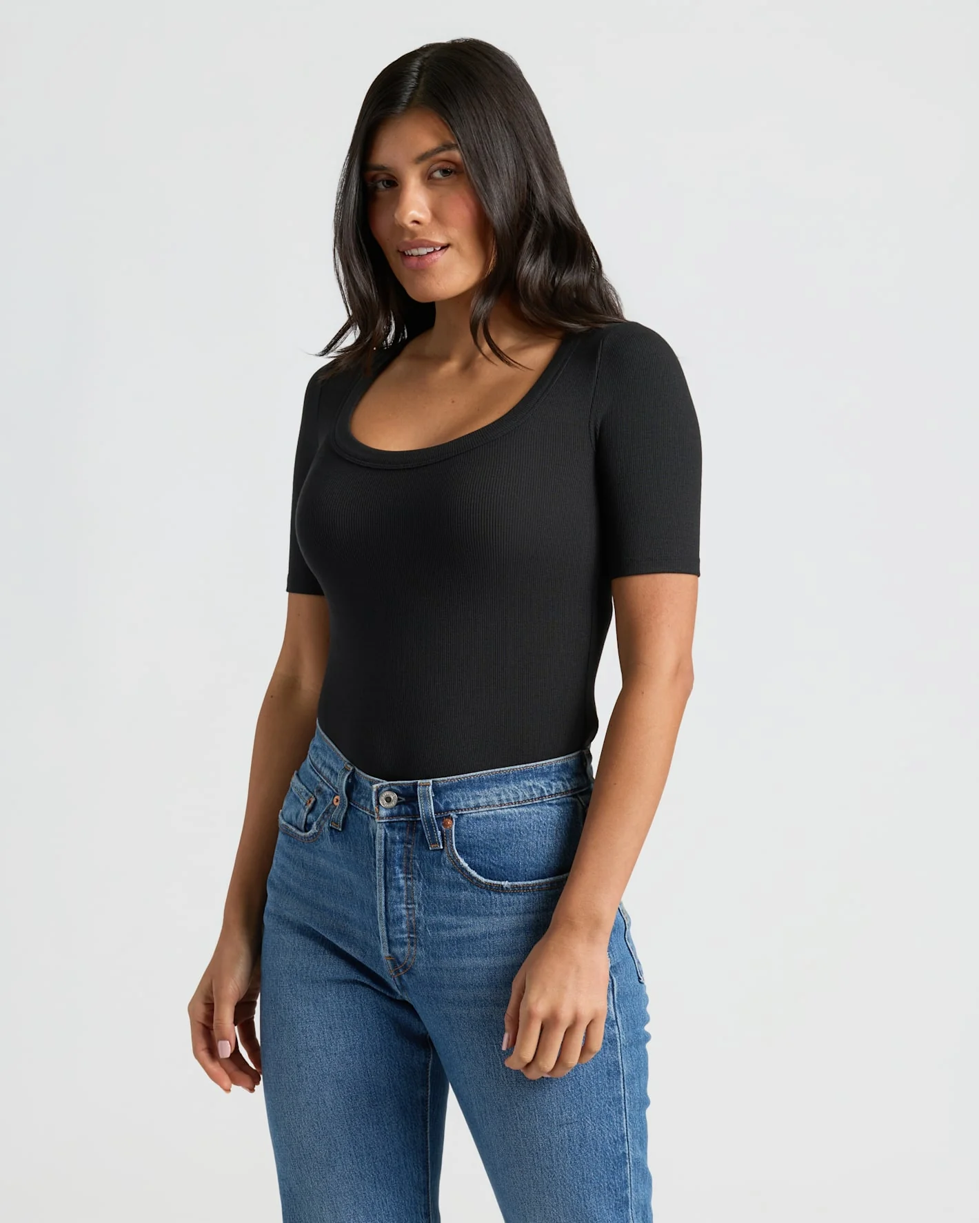 Womens Ribbed 3/4 Sleeve Scoop Neck Tee 3-Pack - Image 6