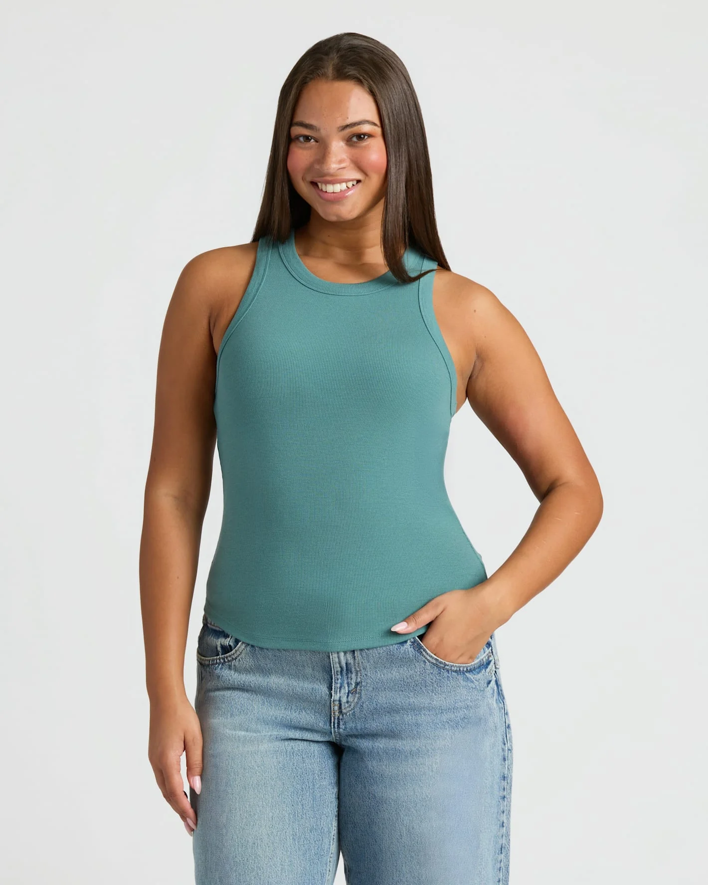 Womens Ribbed High Neck Tank 3-Pack - Image 4