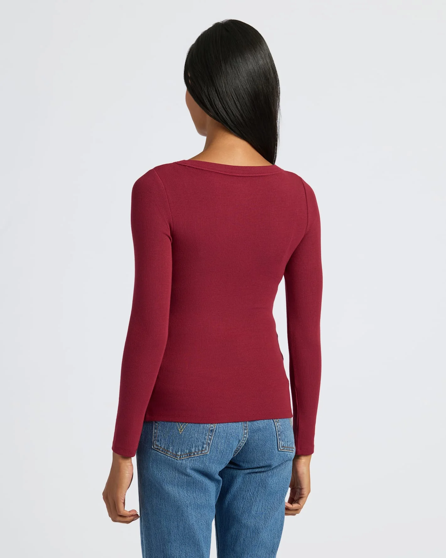 Womens Ribbed Long Sleeve Scoop Neck Tee 3-Pack - Image 4