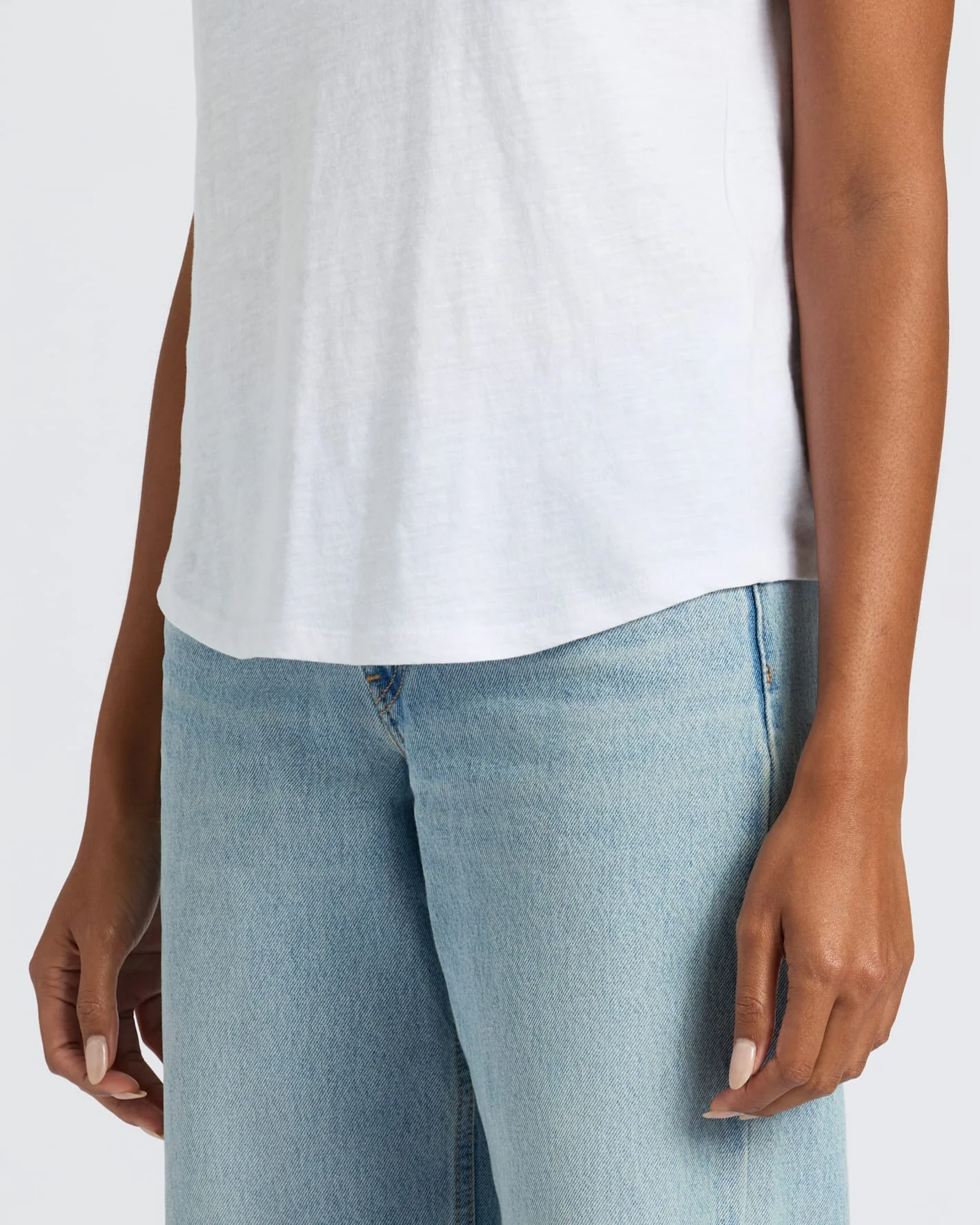 Womens White Slub Scoop Neck Tee 2-Pack - Image 7